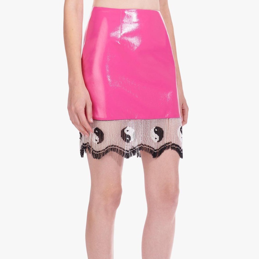 STAUD Ian leather skirt PEONY